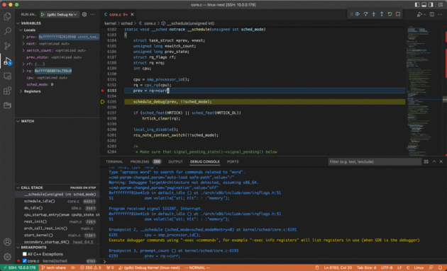 Debugging the Linux kernel in VS Code